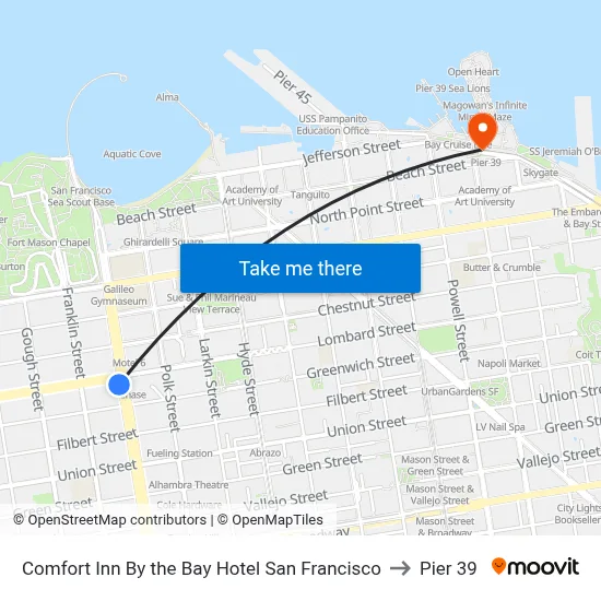 Comfort Inn By the Bay Hotel San Francisco to Pier 39 map