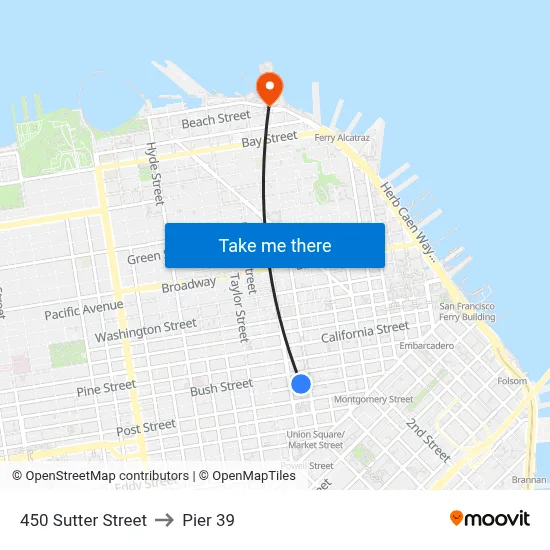 450 Sutter Street to Pier 39 map