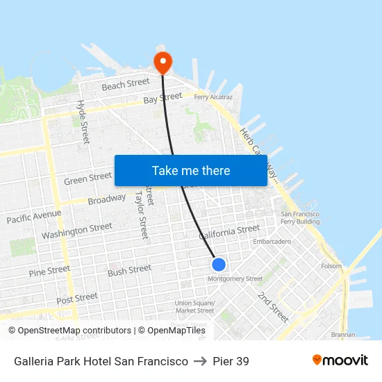 Galleria Park Hotel San Francisco to Pier 39 map