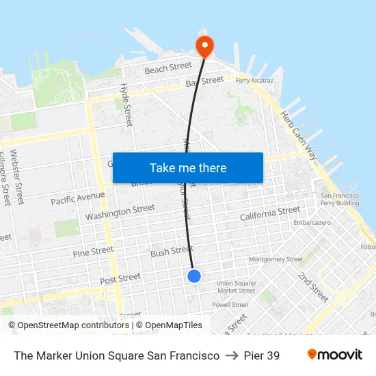 The Marker Union Square San Francisco to Pier 39 map