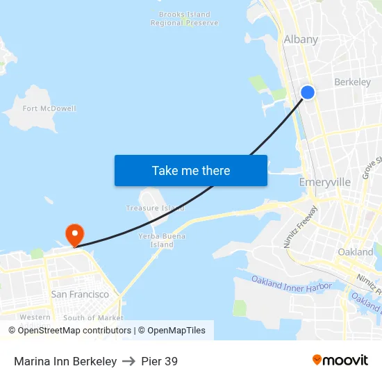Marina Inn Berkeley to Pier 39 map