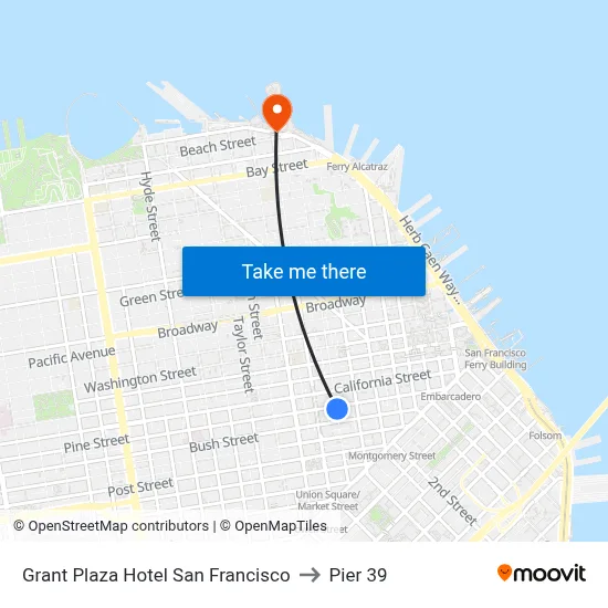 Grant Plaza Hotel San Francisco to Pier 39 map