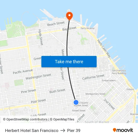 Herbert Hotel San Francisco to Pier 39 map