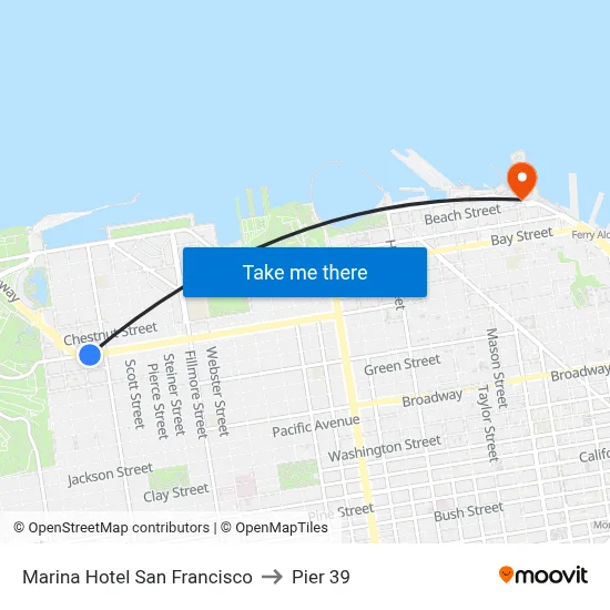 Marina Hotel San Francisco to Pier 39 map