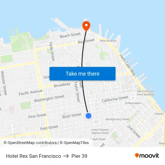 Hotel Rex San Francisco to Pier 39 map