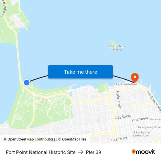 Fort Point National Historic Site to Pier 39 map