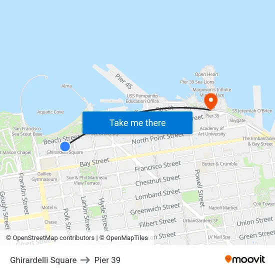 Ghirardelli Square to Pier 39 map