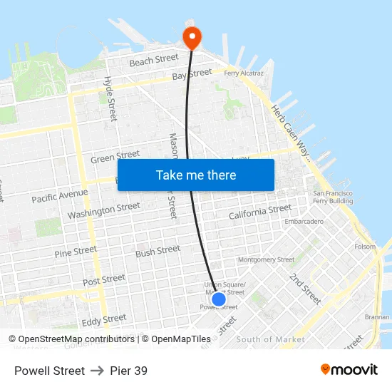 Powell Street to Pier 39 map