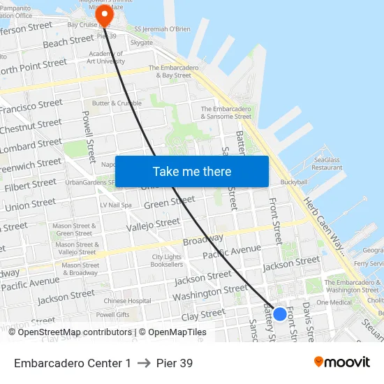 Embarcadero Center 1 to Pier 39 map
