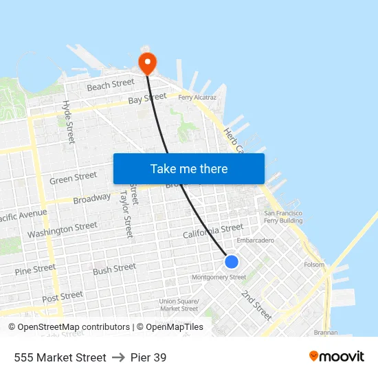 555 Market Street to Pier 39 map