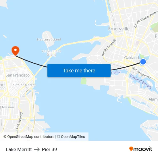 Lake Merritt to Pier 39 map