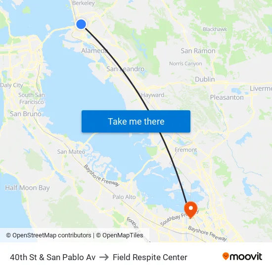 40th St & San Pablo Av to Field Respite Center map