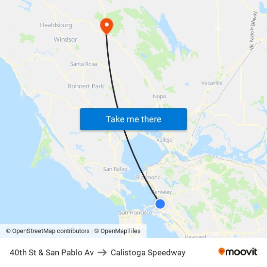 40th St & San Pablo Av to Calistoga Speedway map