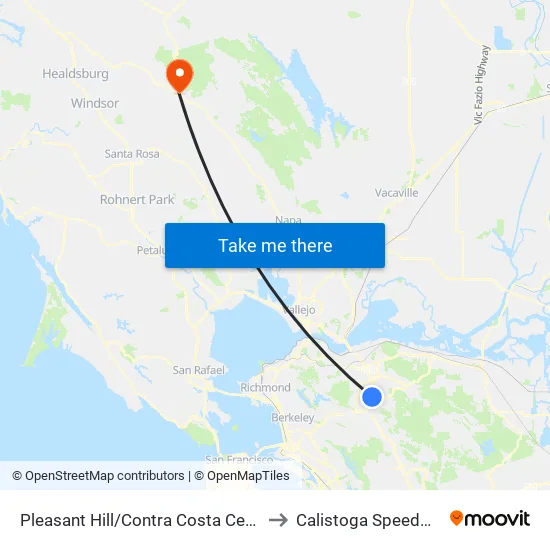 Pleasant Hill/Contra Costa Centre to Calistoga Speedway map