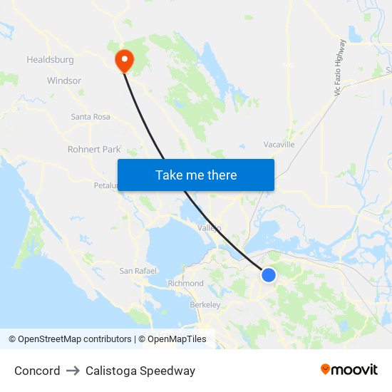 Concord to Calistoga Speedway map