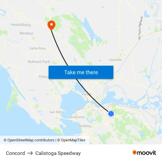 Concord to Calistoga Speedway map