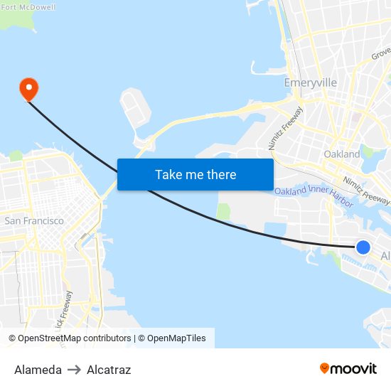 Alameda to Alcatraz map