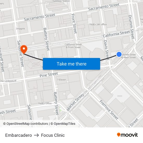 Embarcadero to Focus Clinic map
