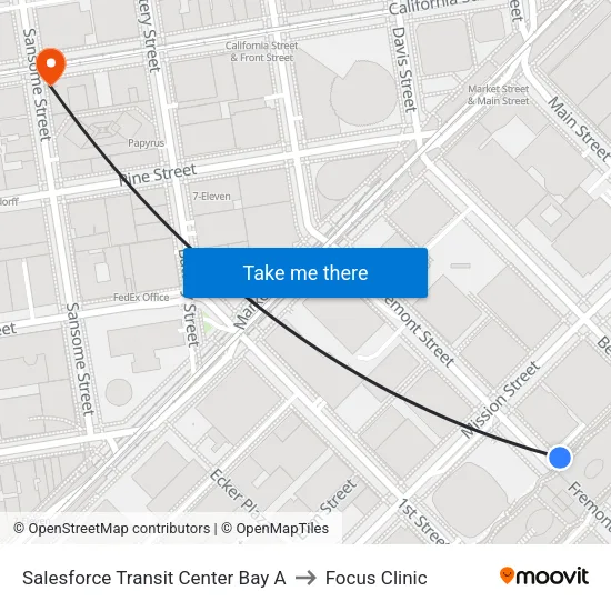 Salesforce Transit Center Bay A to Focus Clinic map
