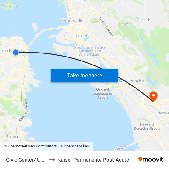 Civic Center/ UN Plaza to Kaiser Permanente Post-Acute Care Center map