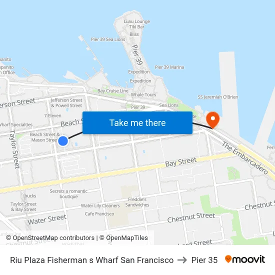 Riu Plaza Fisherman s Wharf San Francisco to Pier 35 map