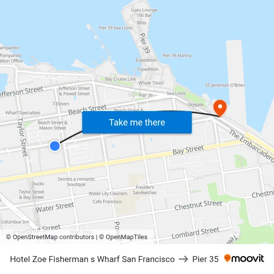 Hotel Zoe Fisherman s Wharf San Francisco to Pier 35 map