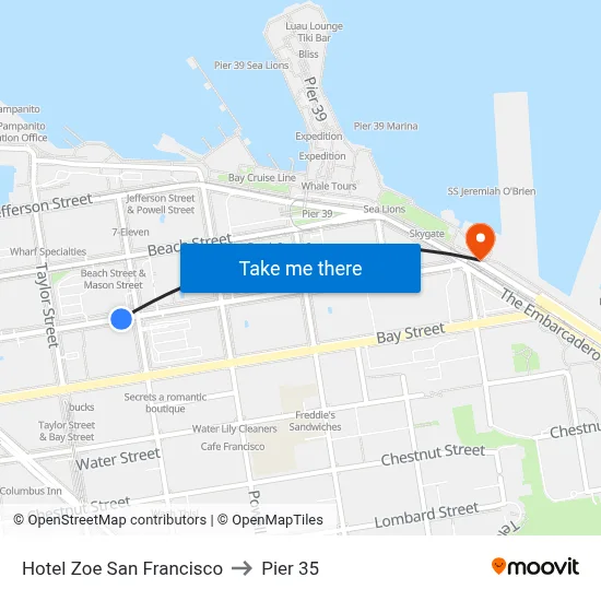 Hotel Zoe San Francisco to Pier 35 map