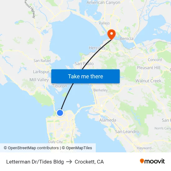 Letterman Dr/Tides Bldg to Crockett, CA map