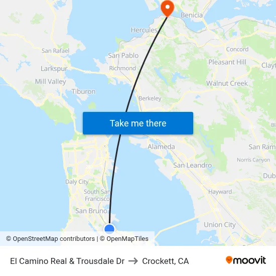 El Camino Real & Trousdale Dr to Crockett, CA map
