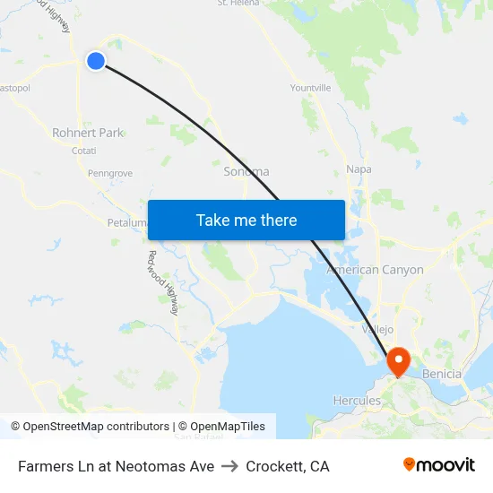 Farmers Ln at Neotomas Ave to Crockett, CA map
