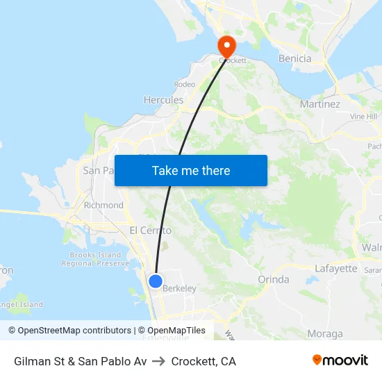 Gilman St & San Pablo Av to Crockett, CA map