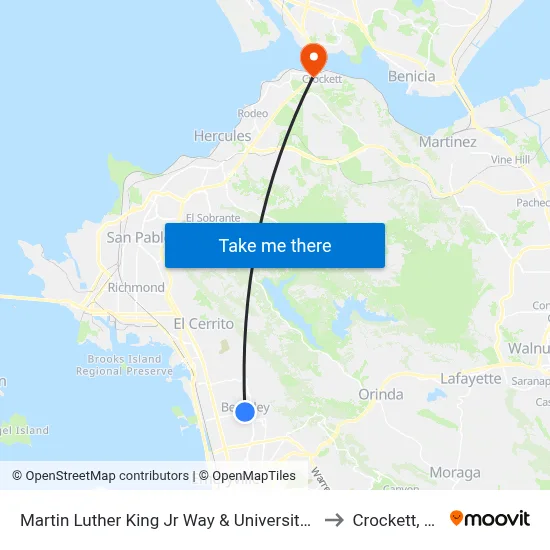 Martin Luther King Jr Way & University Av to Crockett, CA map