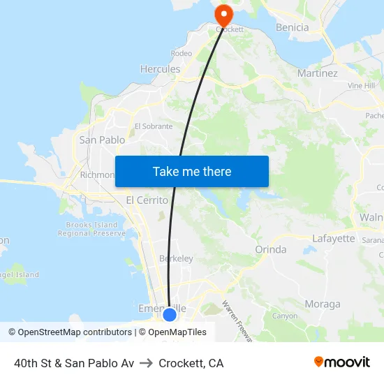 40th St & San Pablo Av to Crockett, CA map