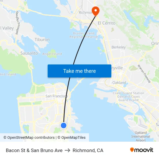 Bacon St & San Bruno Ave to Richmond, CA map