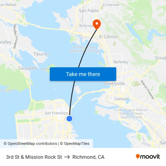 3rd St & Mission Rock St to Richmond, CA map