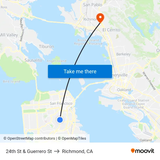24th St & Guerrero St to Richmond, CA map