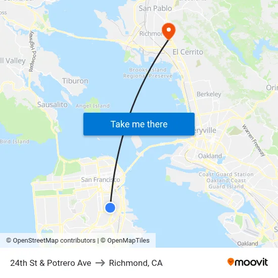 24th St & Potrero Ave to Richmond, CA map