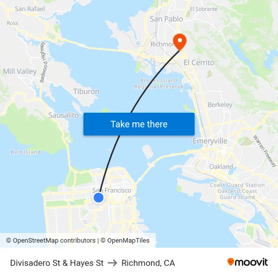 Divisadero St & Hayes St to Richmond, CA map