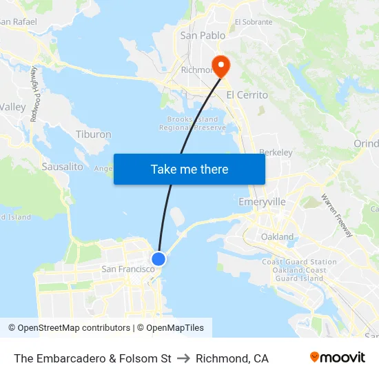 The Embarcadero & Folsom St to Richmond, CA map