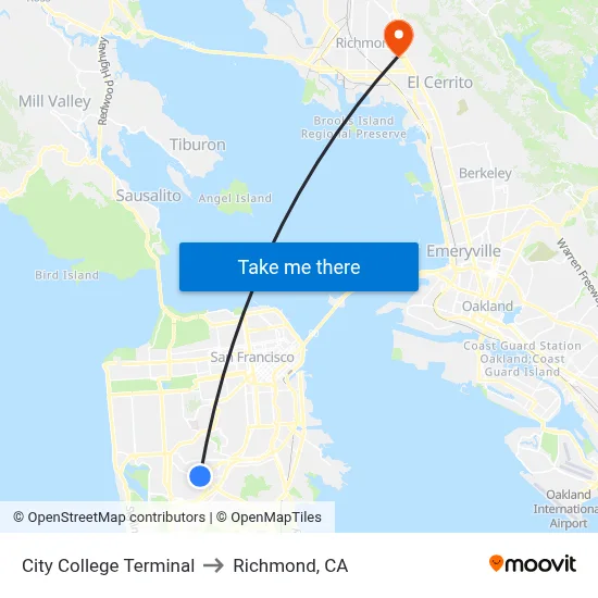 City College Terminal to Richmond, CA map