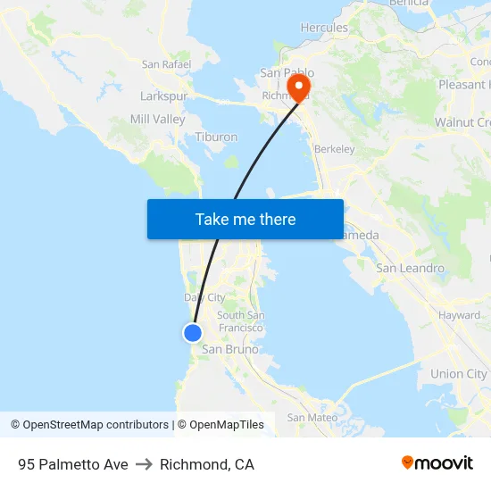 95 Palmetto Ave to Richmond, CA map