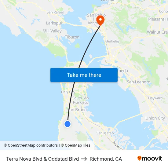 Terra Nova Blvd & Oddstad Blvd to Richmond, CA map