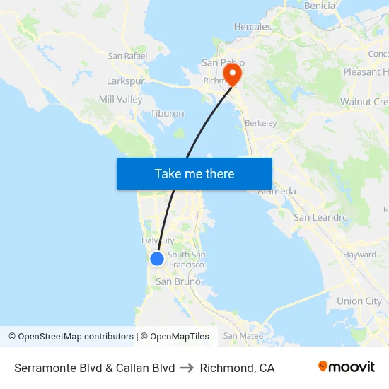 Serramonte Blvd & Callan Blvd to Richmond, CA map