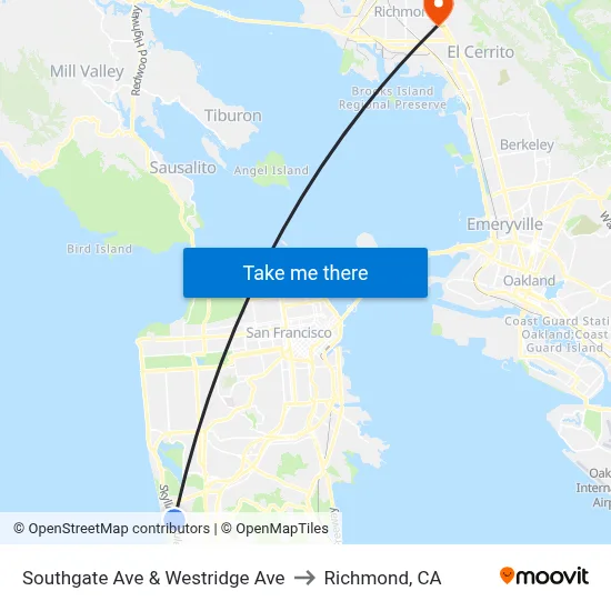 Southgate Ave & Westridge Ave to Richmond, CA map