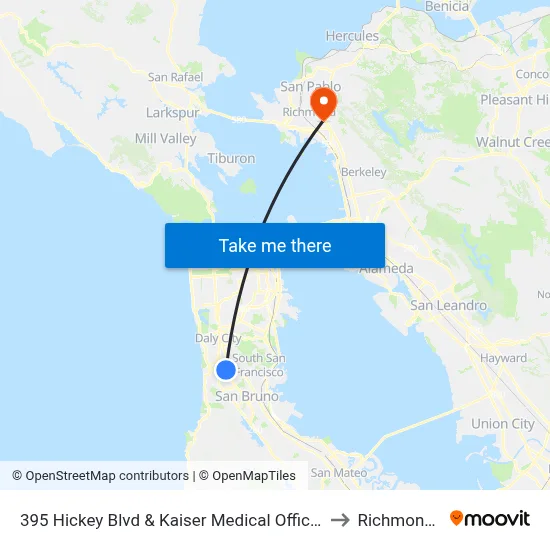 395 Hickey Blvd & Kaiser Medical Offices Driveway to Richmond, CA map