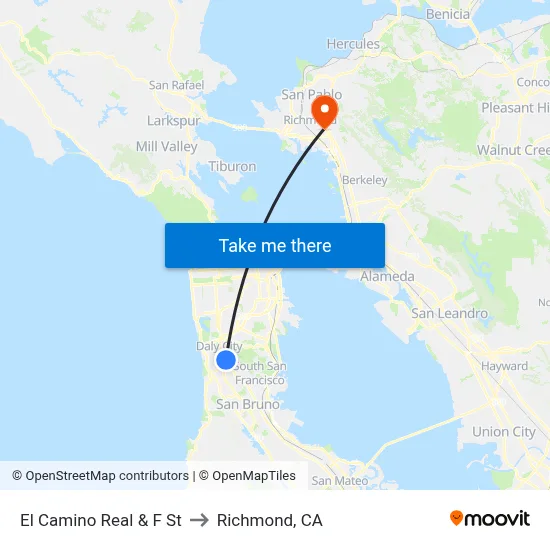 El Camino Real & F St to Richmond, CA map
