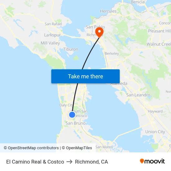 El Camino Real & Costco to Richmond, CA map