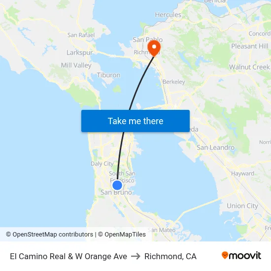 El Camino Real & W Orange Ave to Richmond, CA map