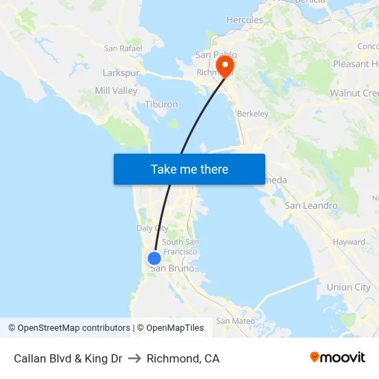 Callan Blvd & King Dr to Richmond, CA map