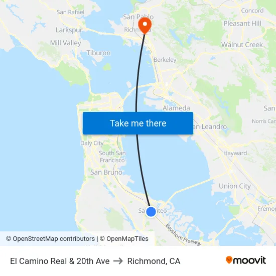 El Camino Real & 20th Ave to Richmond, CA map